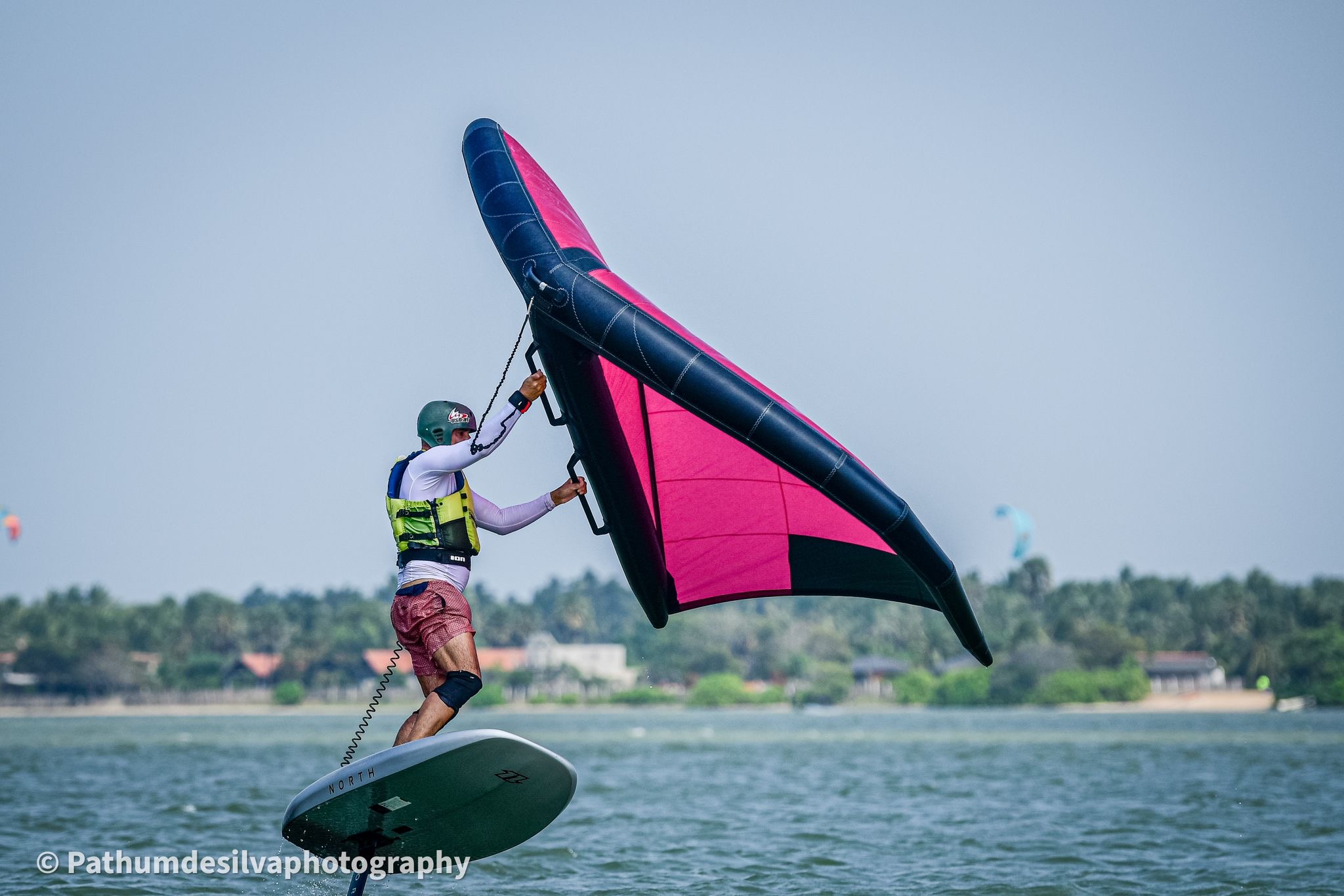 Wing foiling action in Kalpitiya lagoon